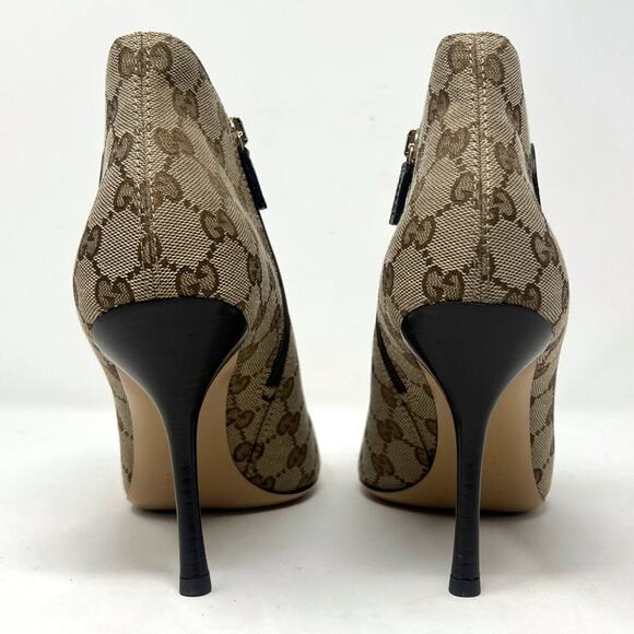 Gucci Vintage GG Monogram Brown Stiletto Booties – Size 9.5B - Picture 6 of 12